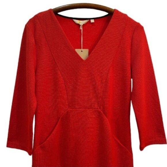 BODEN Bronte Ottoman Ribbed Dress in Red NWT - Picture 3 of 9